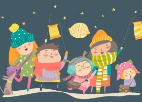 kideaz liichtmessdag chandeleur enfants lampions lanternes illustration