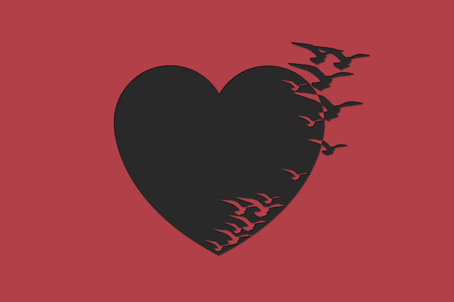 kideaz coeur oiseau envole saint valentin