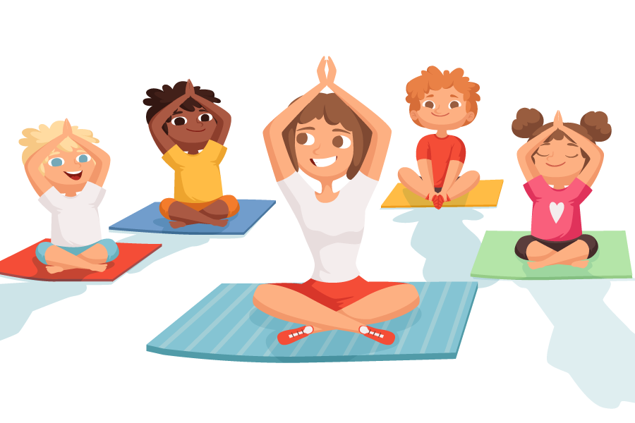 kideaz yoga enfants parent sport illustration