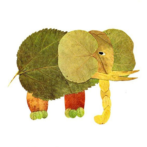 kideaz diy collage elephant feuilles nature arbre