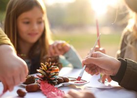 kideaz diy peinture foret pommes pin feuilles nature