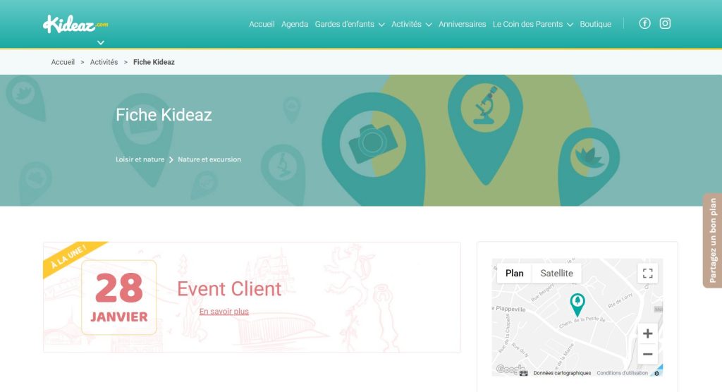 kideaz template exemple event client